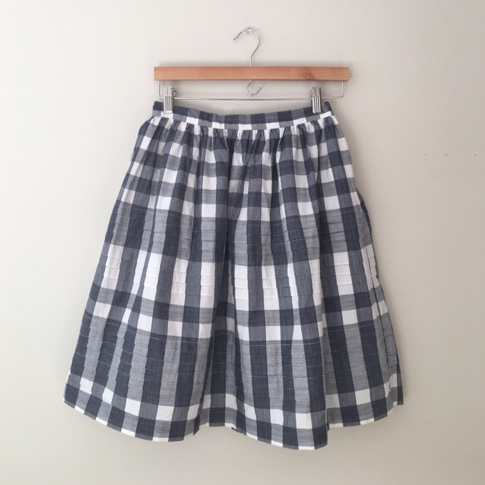 Tommy Hilfiger BLUE GRAY Pleated Cotton Skirt